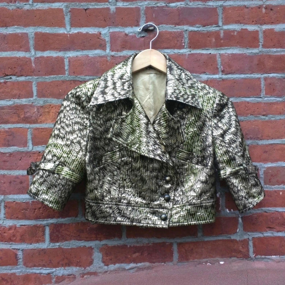 Gold glitter crop jacket